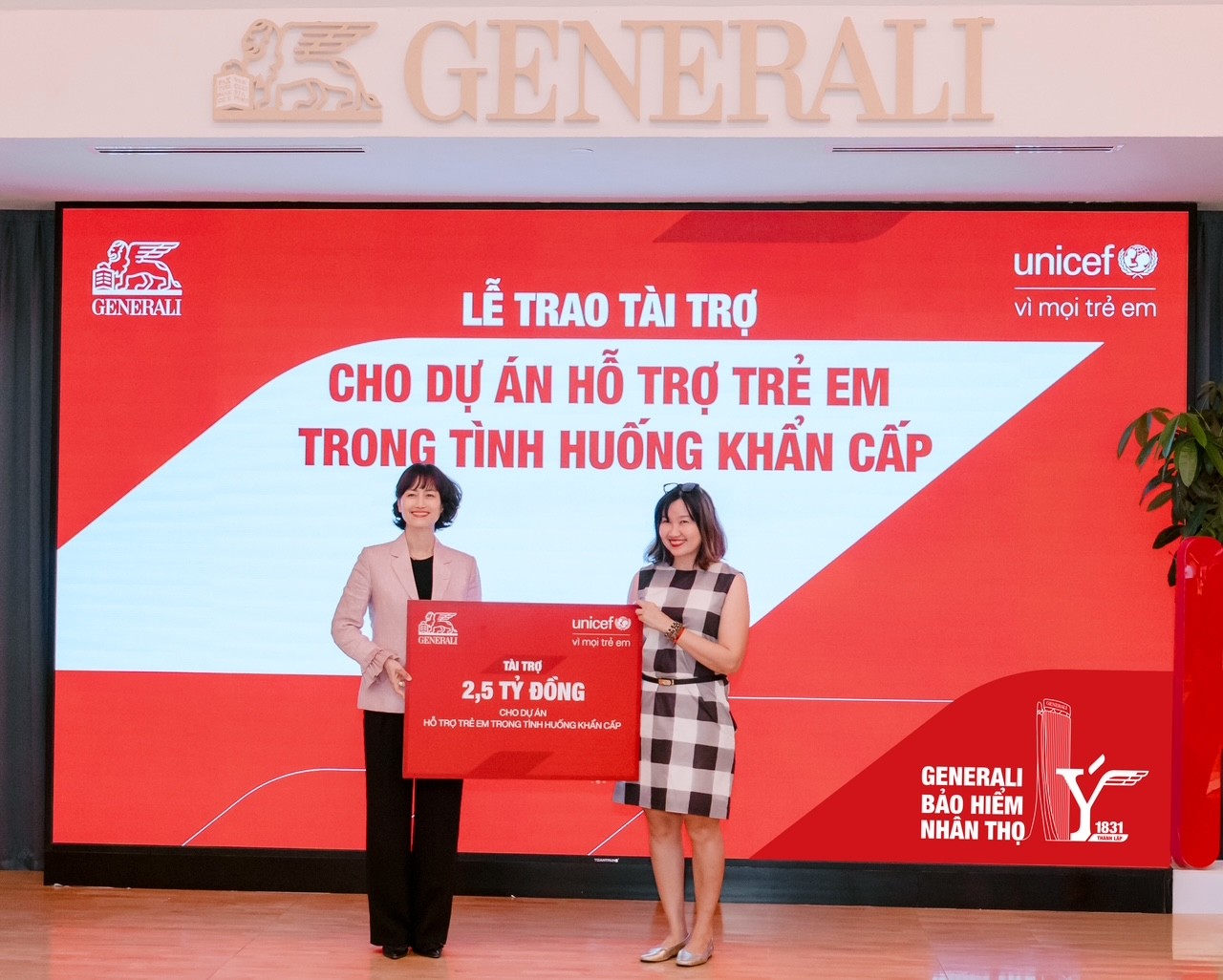 Tập đoàn Generali tài trợ 2,5 tỷ đồng cho dự án bảo vệ trẻ em trong tình huống khẩn cấp thông qua UNICEF Tập đoàn Generali tài trợ 2,5 tỷ đồng cho dự án bảo vệ trẻ em trong tình huống khẩn cấp thông qua UNICEF
