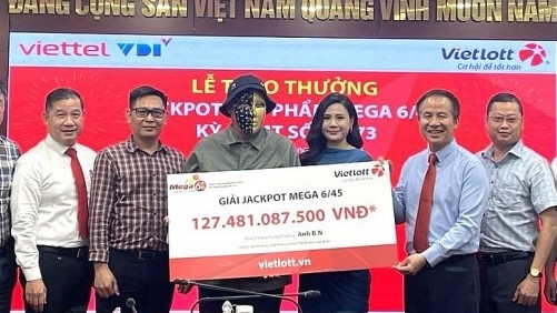 khach hang vietlott trung jackpot 127 ty dong tang 500 trieu dong xay nha tinh nghia