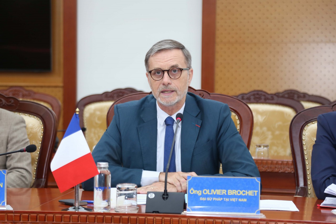 Thứ trưởng Trần Quốc Phương tiếp Đại sứ Pháp tại Việt Nam Olivier Brochet